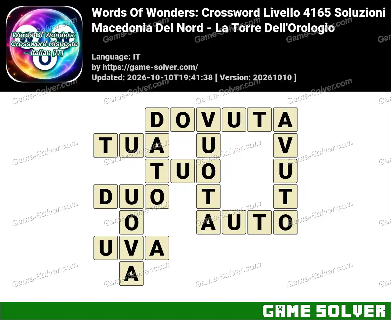 Words Of Wonders: Crossword Livello 4165 Soluzioni – Macedonia Del Nord – La Torre Dell’Orologio